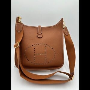 100% Authentic HERMES EVELYNE 29 III GM GOLD w/ gold hardware receipt LIKE NEW!